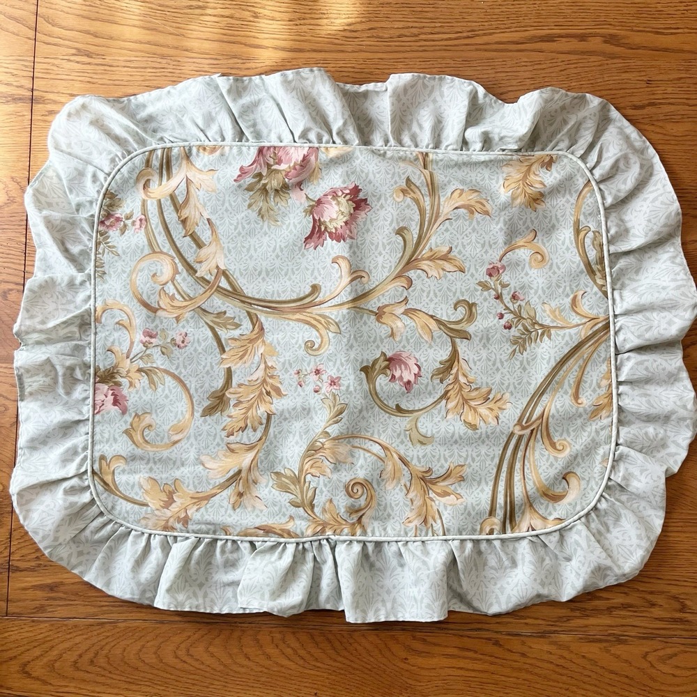 Vintage Gunne Sax Standard Pillow Sham Floral Wide Ruffle - Picture 2 of 5